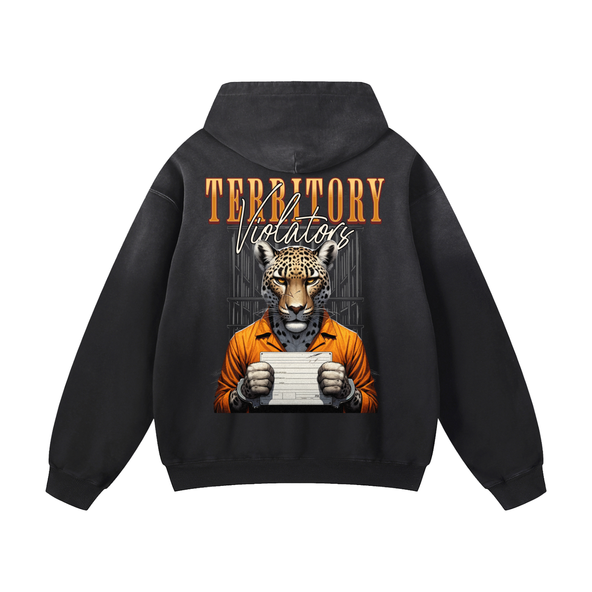 Black Sunfade Violators Territory Heavyweight Oversized Hoodie