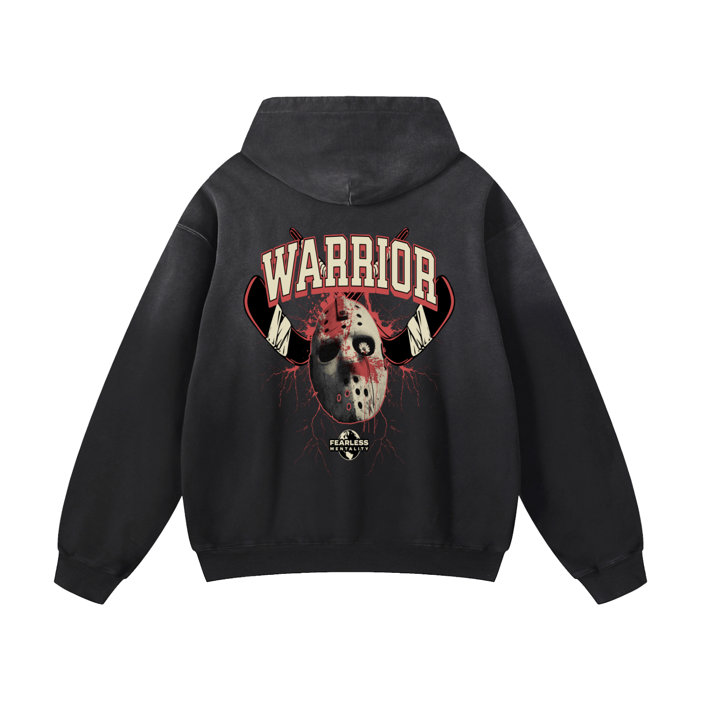 Black Sunfade Warrior Heavyweight Oversized Hoodie