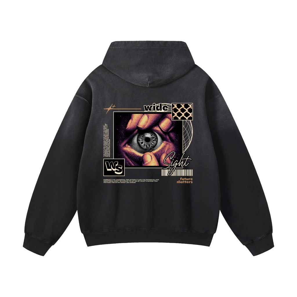 Black Sunfade Wide Sight Heavyweight Oversized Hoodie