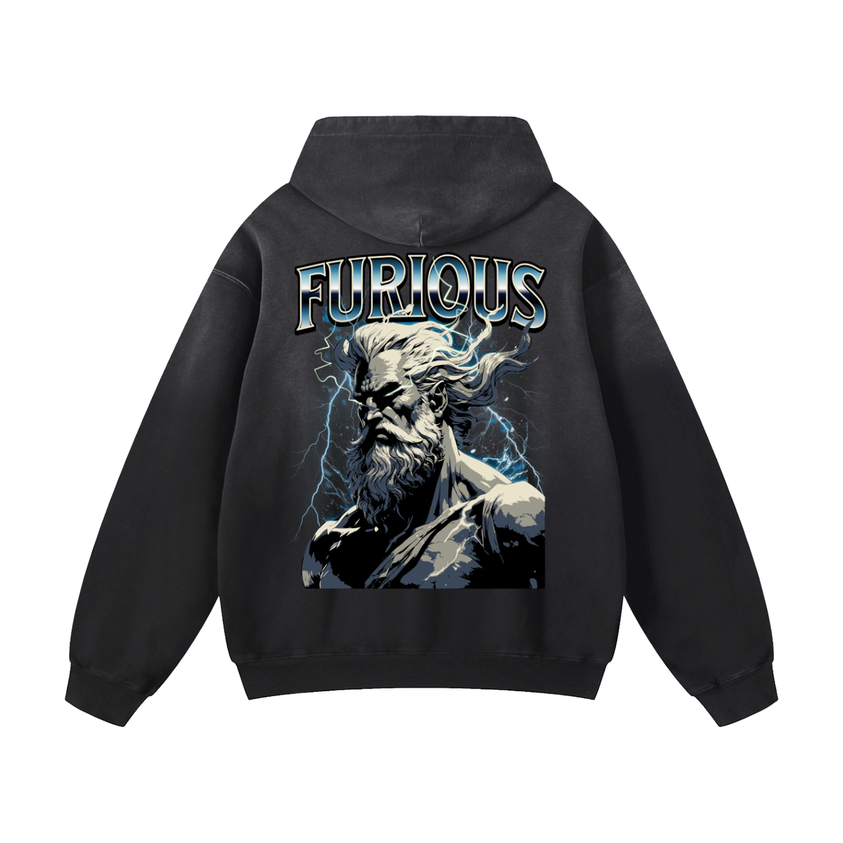 Black Sunfade Zeus Heavyweight Oversized Hoodie